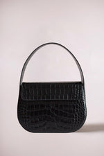 Blame Lilac structured handbag crafted in croc-embossed cow leather