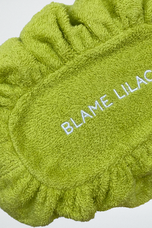 
                  
                    Limen green mini shopper bag, in towel by Blame Lilac. Embroidered logo at the bottom
                  
                