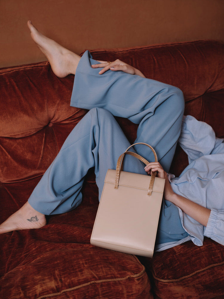 FRITA BAG ECRU AND CROC SAND